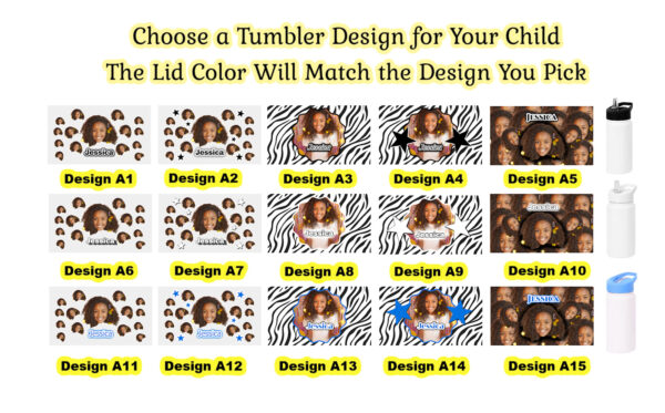 Personalized 14 oz Kids Tumbler Design 1 – Add a Photo – Perfect Gift for Girls! - Image 2