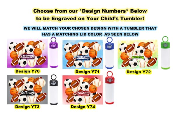 12 oz Personalized Kids Tumbler – Sports Theme with Custom Name! - Image 2