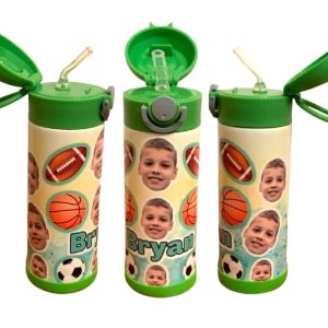 12 oz Kids Custom Tumbler with Straw – Personalized Name & Photo Engraving – Ideal Gift!