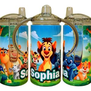 Custom 12 oz Toddler Sippy Cup Tumbler – Personalized with a Name and Fun Design  – Spill Proof