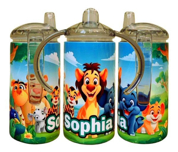 Custom 12 oz Toddler Sippy Cup Tumbler – Personalized with a Name and Fun Design  – Spill Proof