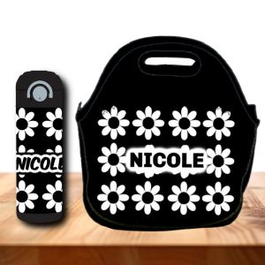 12 oz Personalized Kids Tumbler – Daisy Flowers – Add a Name & Matching Lunch Bag