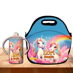 12 oz Personalized Toddler Sippy Cup – Spill Proof Kids Tumbler with Name & Fun Designs – Add Matching Lunch Bag