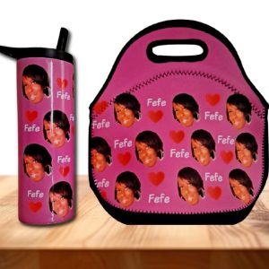Custom Face Photo Tumbler 20 oz or 30 oz – Personalized for Kids & Adults – Lunch Bag Matching Set – Gift Idea