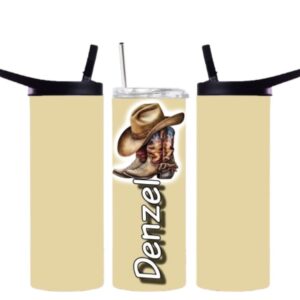 20 oz Western Tumbler for Boys – Custom Name, Boots & Hat