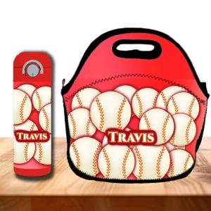 12 oz Personalized Kids Sports Tumbler – Pick Your Favorite Sports Ball & Add a Name – Add Matching Lunch Bag