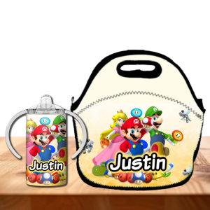 Personalized 12 oz Toddler Sippy Cup – Upload Your Own Design – Spill Proof Kids Tumbler – Add a Matching Lunch Bag