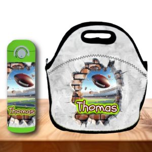 12 oz Personalized Kids 3D Sports Tumbler – “Hole in the Wall” Design – Add a Name & Matching Lunch Bag
