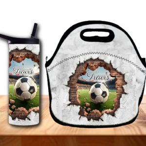 3D Hole in the Wall Sports Tumbler 20 oz or 30 oz – Personalized Name – Kids & Adults – Add a Matching Lunch Bag