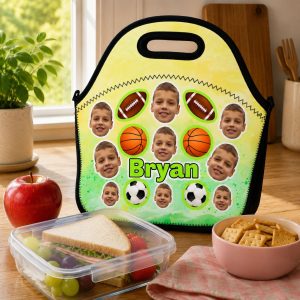 Alternative view of 12 oz Kids Custom Tumbler – Personalized Name & Photo – Sports Design – Add Matching Lunch Bag