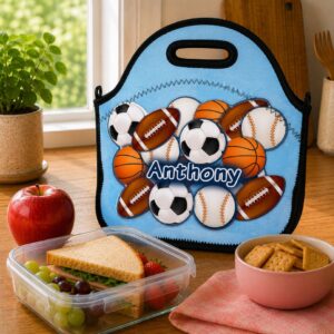 Alternative view of Personalized Kids 12 oz Tumbler – Sports Balls Design (Add a Name) – Add Matching Lunch Bag