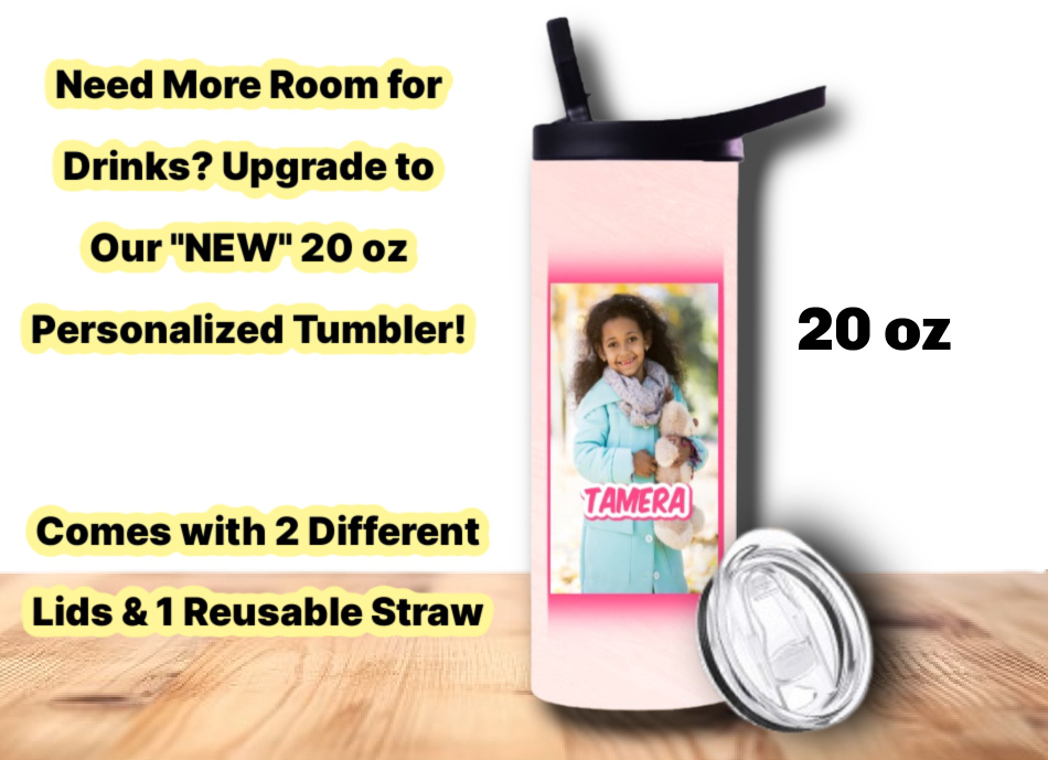 Personalized Kids 12 oz Tumbler – Daisy Flowers Design (Add Name & Photo) – Add Matching Lunch Bag - Image 6